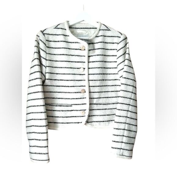 NEW Abercrombie And Fitch Collarless Tweed Jacket - Picture 5 of 8